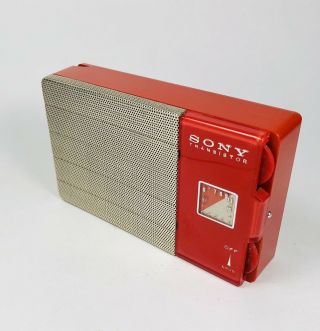 Extremely Rare Early Red Sony Tr - 69 Vintage Transistor Radio Japan Great