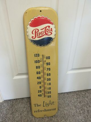 Vintage Advertising Pepsi Cola Soda Pop Thermometer Store Display A - 7