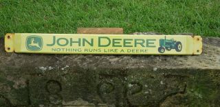 Vintage John Deere Tractor Farm Gas Oil 32 " Porcelain Metal Door Push Bar Sign