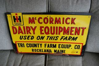 Vintage International Harvester,  Mccormick Dairy Farm Equipment Sign,  Metal.