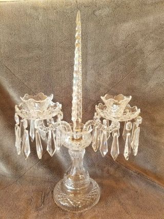 Vtg Waterford Clear Cut Glass And Crystal Drop Large Candelabra Girandole