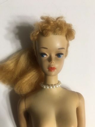 Vintage 3 Blonde Ponytail Barbie Doll,  Brown Eye Liner,  Face