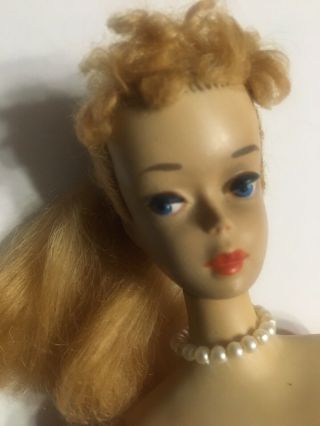 Vintage 3 Blonde Ponytail Barbie Doll,  Brown Eye Liner,  Face 2