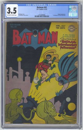 Batman 41 Cgc 3.  5 Vintage Dc Comic Key 1st Scifi Cover & Story In Batman