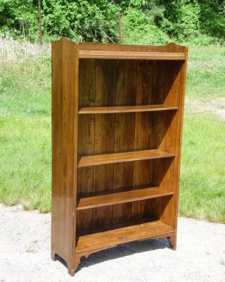 Vintage Solid Oak Bookcase Open Shelving Unit Display Cabinet Bookshelf