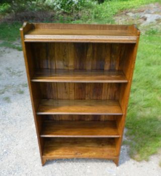 Vintage Solid Oak Bookcase Open Shelving Unit Display Cabinet Bookshelf 3