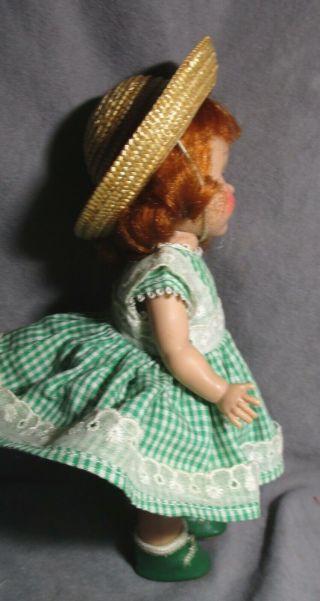 Vintage Vogue Ginny Doll - 1951 - Red Hair 80 in Green w/Curlers,  Tag & Shoes 2