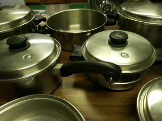Vintage Saladmaster Stainless Steel 18 - 8 Tri - Clad Cookware Set - 8 pans - Vapo Lid 3