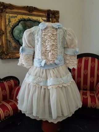 Vintage French Victorian Beige Dress 15 " For Antique Bisque German Doll 24 - 26 "