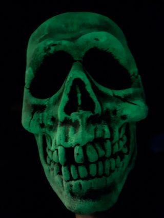Vintage 1967/1976 Don Post Studios Glow Skull Mask Black Vinyl Halloween Iii 3