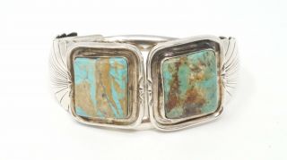 Vintage Large Native American Signed Rp Turquoise Sterling Silver Cuff Bracelet