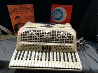 Accordiana By Excelsior Model 306n Accordion Made In Italy White Pearl Vintage