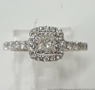 Vintage 14k White Gold 0.  63ctw Diamond Halo Ring W/ 0.  28ct Princess Center 3.  2g