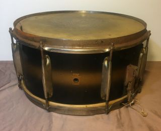 Vintage Ludwig Wfl Chicago Usa Gold Stripe & Black Snare Drum With Case