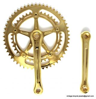 Luxury Vintage Race Bike Campagnolo Nuovo Record Crankset Chainset Gold Plated
