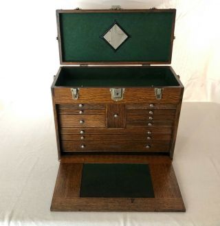 Vintage H.  Gerstner & Sons 11 Drawer Machinist Oak Tool Box