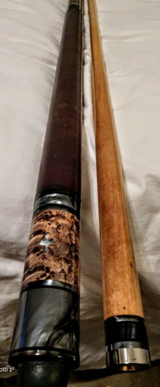 Vintage Viking Pool Cue Circa 1970s Grey Pearl With Mother Of Pearl Inlay 19oz