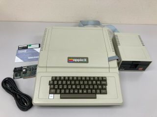 Vintage Apple Ii,  Computer A2s1048 W/ Apple Disk Drives,  Serial Card