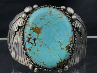 Vtg Huge 90g Navajo Sterling Silver Turquoise Cuff Bracelet