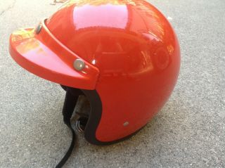 Vintage 1975 Bell R - T Helmet Moto Rt Motorcycle Orange Sz 7 - 1/8 Long Beach Calif