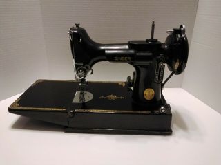 1950 Vintage Singer 221 - 1 Featherweight Sewing Machine W/ Case Great Shape