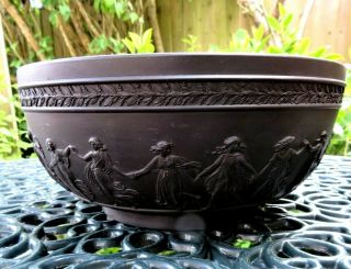 Vintage Wedgwood Large Polished Black Basalt Bowl - The Dancing Hours