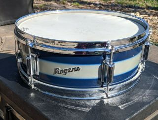 1960s Rogers 5x14 Luxor Duco Snare Drum Blue & Silver W/vintage Slingerland Case