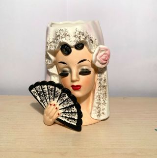 Rare Vintage Inarco E - 1611 5 1/2 " Bride Lady Head Vase 1964