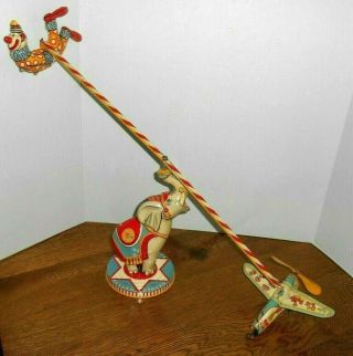 Unique Art Flying Circus Vintage Tin Wind Up Toy 1940 