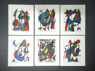 Set Of 6 - Vintage Ltd.  Ed.  Abstract Lithographs - Joan Miro - Mourlot,  Paris