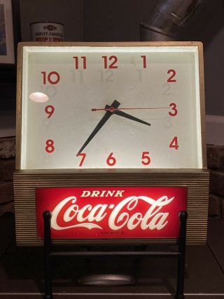 1950s Vintage Coca Cola Store Display Clock With Glass.