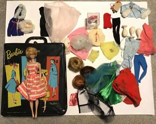 Vintage 1961 Ponytail Mattel Barbie Doll Case And Many Accessories