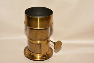 Dietz London Antique Vintage Brass Lens.  6 1/4 " L.  W/ Mnting Ring.  6 1/2 X 8 1/2