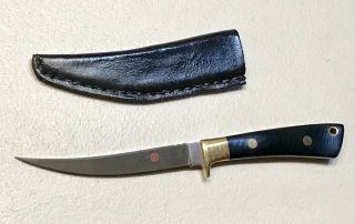 Vintage 1980’ Al Mar Seki Japan Usa Fisher Dagger Knife Micarta Leather Sheath