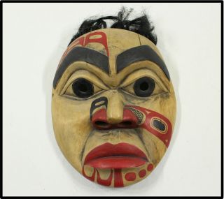 Vintage 2007 Tlingit Rich Lavalle Carved Mask Cedar W Receipt Mt.  Juneau Trading