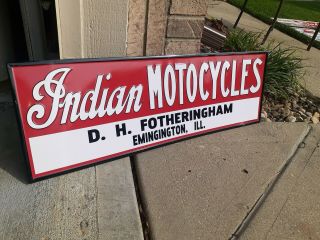 c.  1950s Vintage Indian Motorcycles Sign D.  H.  Fotheringham Illinois RARE 2