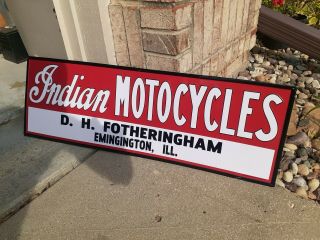 c.  1950s Vintage Indian Motorcycles Sign D.  H.  Fotheringham Illinois RARE 3