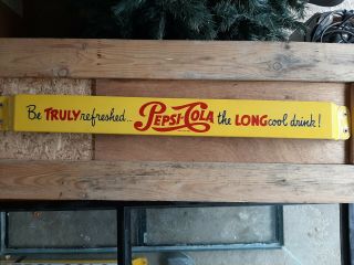 Vintage Pepsi - Cola Porcelain Door Push Bar Advertising Sign " Be Truly Refreshed "