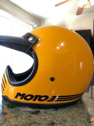 Vintage 1980 Bell Moto 3 Helmet Yellow Motorcycle Motocross Bmx
