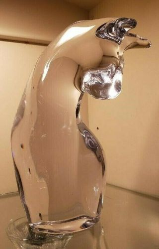 Vintage Signed Daum France Glass Cat Large Figurine