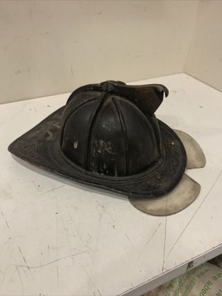 Old Vintage Cairns Brother Leather Fire Helmet Fireman Collectable Early