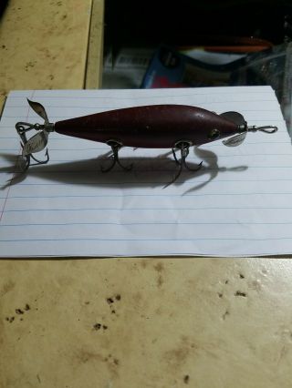 Rare Heddon Dowagiac 5 - Hook Minnow Sienna Two Tone Red,  Burgundy See Pictures