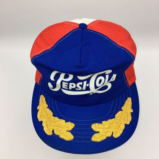 Vintage Pepsi - Cola Pinwheel Red White Blue Snapback Hat Cap Gold Leaves Usa Made
