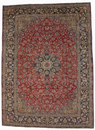 Semi Antique Classic Floral Large 10x14 Red Handmade Area Rug Oriental Carpet
