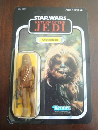 Vintage Star Wars Rotj Chewbacca Moc Action Figure - Kenner 77 - Back 1983