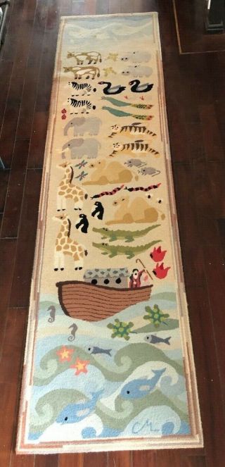 Xl Runner Htf Vintage Claire Murray Rug 100 Wool Heirloom Quality Hand - Hooked