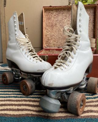 Vintage Custom Douglas Snyder Co.  Riedell Roller Skates Size 7 1/2 7mm Axle Clay