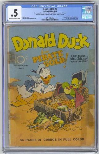 Four Color 9 Cgc.  5 Vintage Dell Comic Key 1st Carl Barks Donald Duck Comic