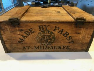 Vintage 1917 Wooden Beer Crate Pabst Brewing Milwaukee Wisconsin Blue Ribbon Box