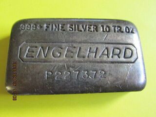 Silver Bar 10 Oz Engelhard Vintage.  999 Silver